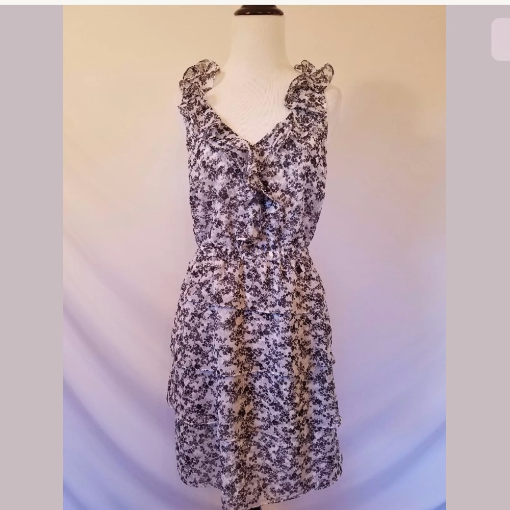 White House Market Ruffled Dress in Floral Print